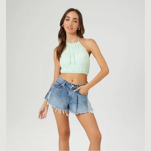 Forever 21 Women's Open-Back Halter Crop Top in Mint Size Small - Picture 6 of 13